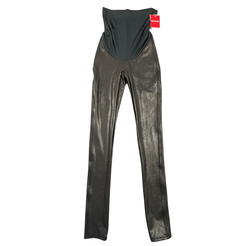 SPANX Mama Womens XS Faux Leather Leggings Maternity NWT Black Shaper Over Belly